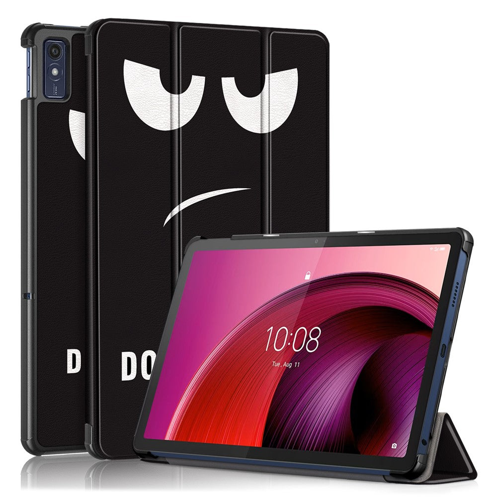 Trippelvikbart stativfodral för Lenovo Tab M10 5G TB-360ZU, surfplattefodral i PU-läder med mönstertryck och automatisk viloläge/väckning