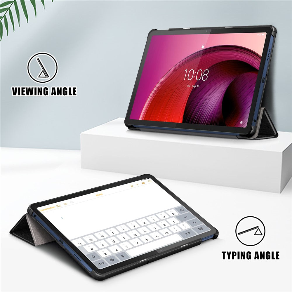 For Lenovo Tab M10 5G TB-360ZU Trifold Stand Smart Case PU Leather Full Body Protective Tablet Cover