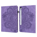 For Samsung Galaxy Tab S10 FE / S9 FE / S9 PU Leather Card Holder Tablet Case Flower Imprinting Support Stand Cover