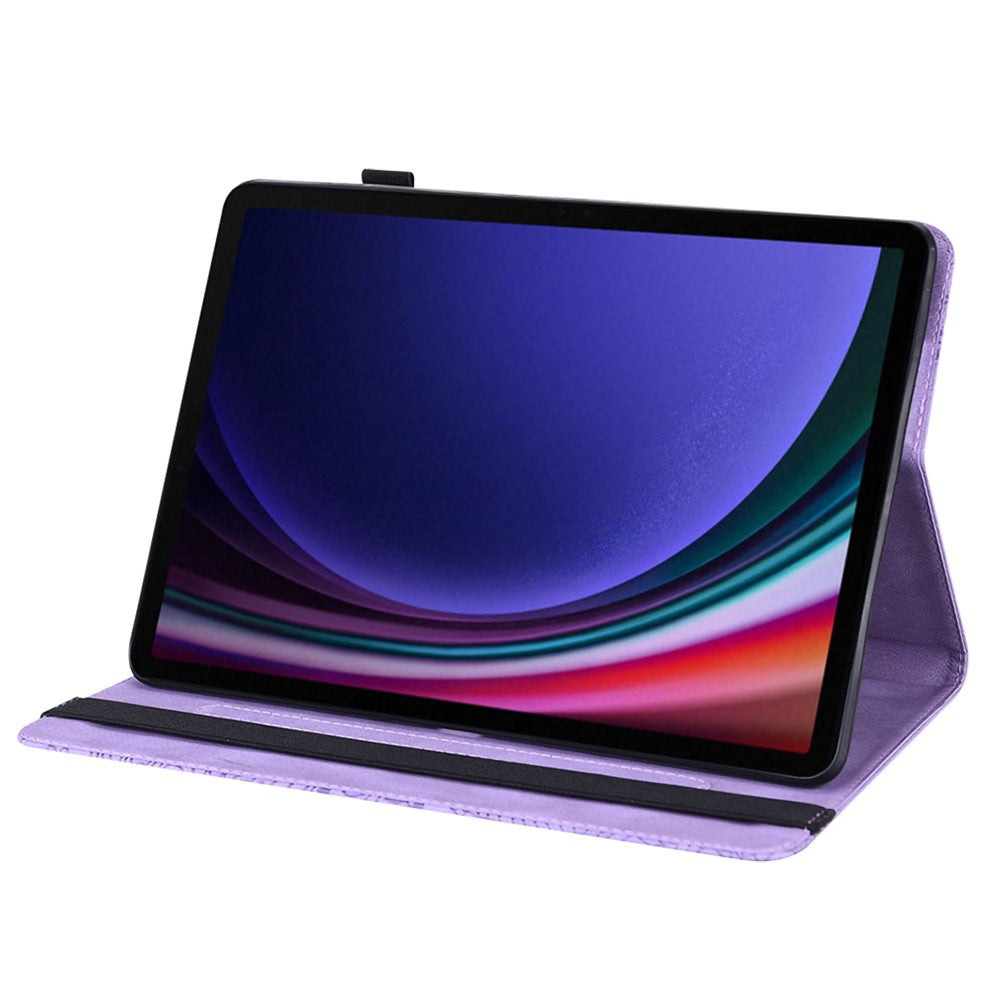 For Samsung Galaxy Tab S10 FE / S9 FE / S9 PU Leather Card Holder Tablet Case Flower Imprinting Support Stand Cover