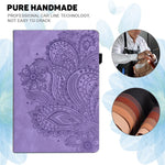 For Samsung Galaxy Tab S10 FE / S9 FE / S9 PU Leather Card Holder Tablet Case Flower Imprinting Support Stand Cover
