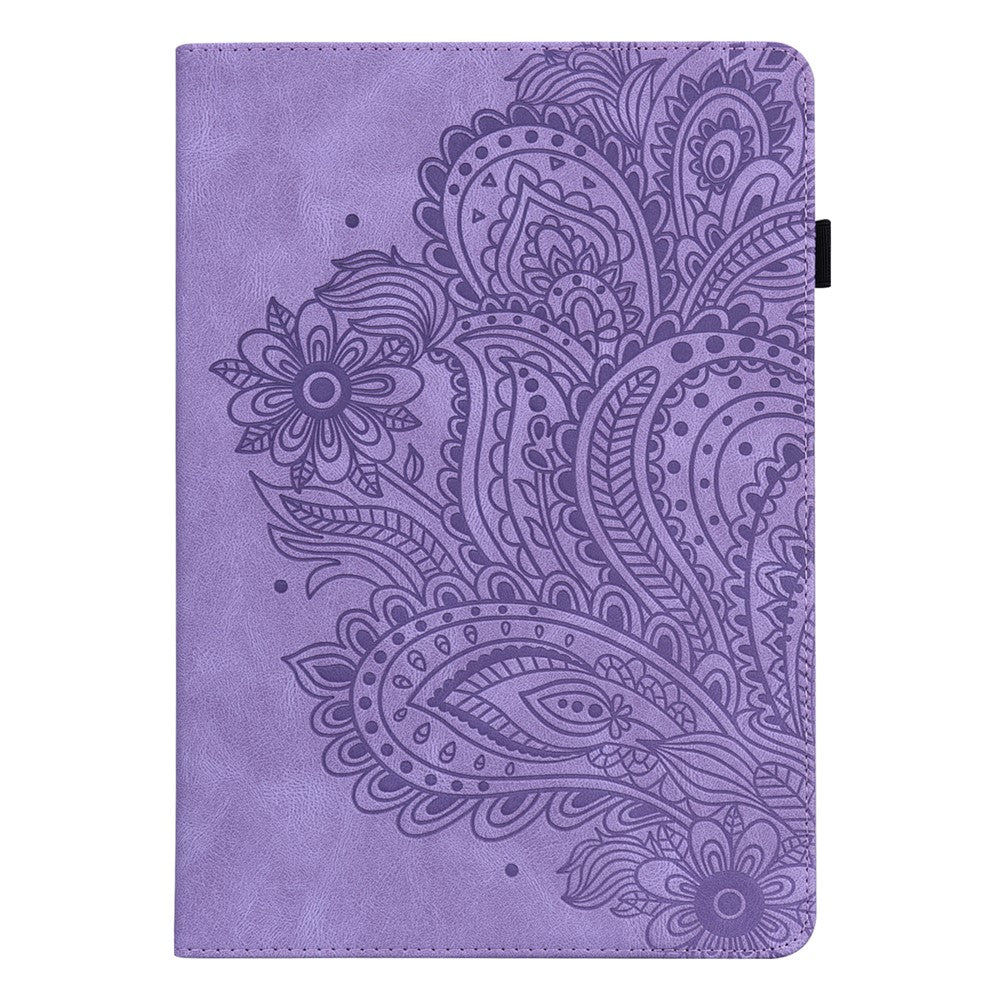 For Samsung Galaxy Tab S10 FE / S9 FE / S9 PU Leather Card Holder Tablet Case Flower Imprinting Support Stand Cover