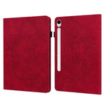 For Samsung Galaxy Tab S10 FE / S9 FE / S9 PU Leather Card Holder Tablet Case Flower Imprinting Support Stand Cover