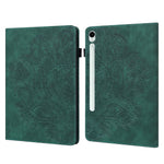 For Samsung Galaxy Tab S10 FE / S9 FE / S9 PU Leather Card Holder Tablet Case Flower Imprinting Support Stand Cover