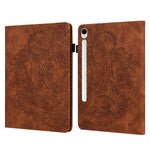 For Samsung Galaxy Tab S10 FE / S9 FE / S9 PU Leather Card Holder Tablet Case Flower Imprinting Support Stand Cover