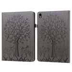 For Samsung Galaxy Tab S10 FE / S9 FE / S9 Tree Deer Imprinted Stand Cover PU Leather Card Holder Tablet Case