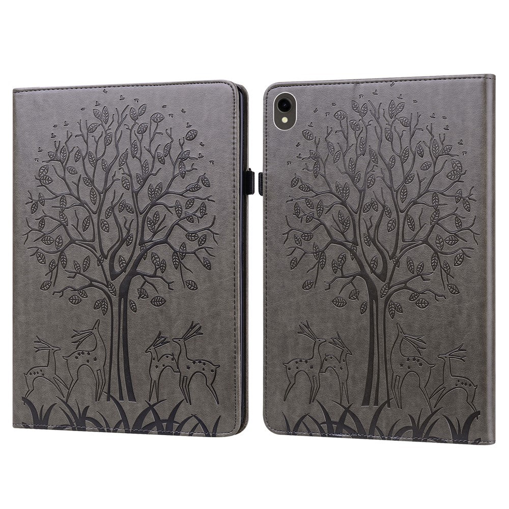 For Samsung Galaxy Tab S10 FE / S9 FE / S9 Tree Deer Imprinted Stand Cover PU Leather Card Holder Tablet Case