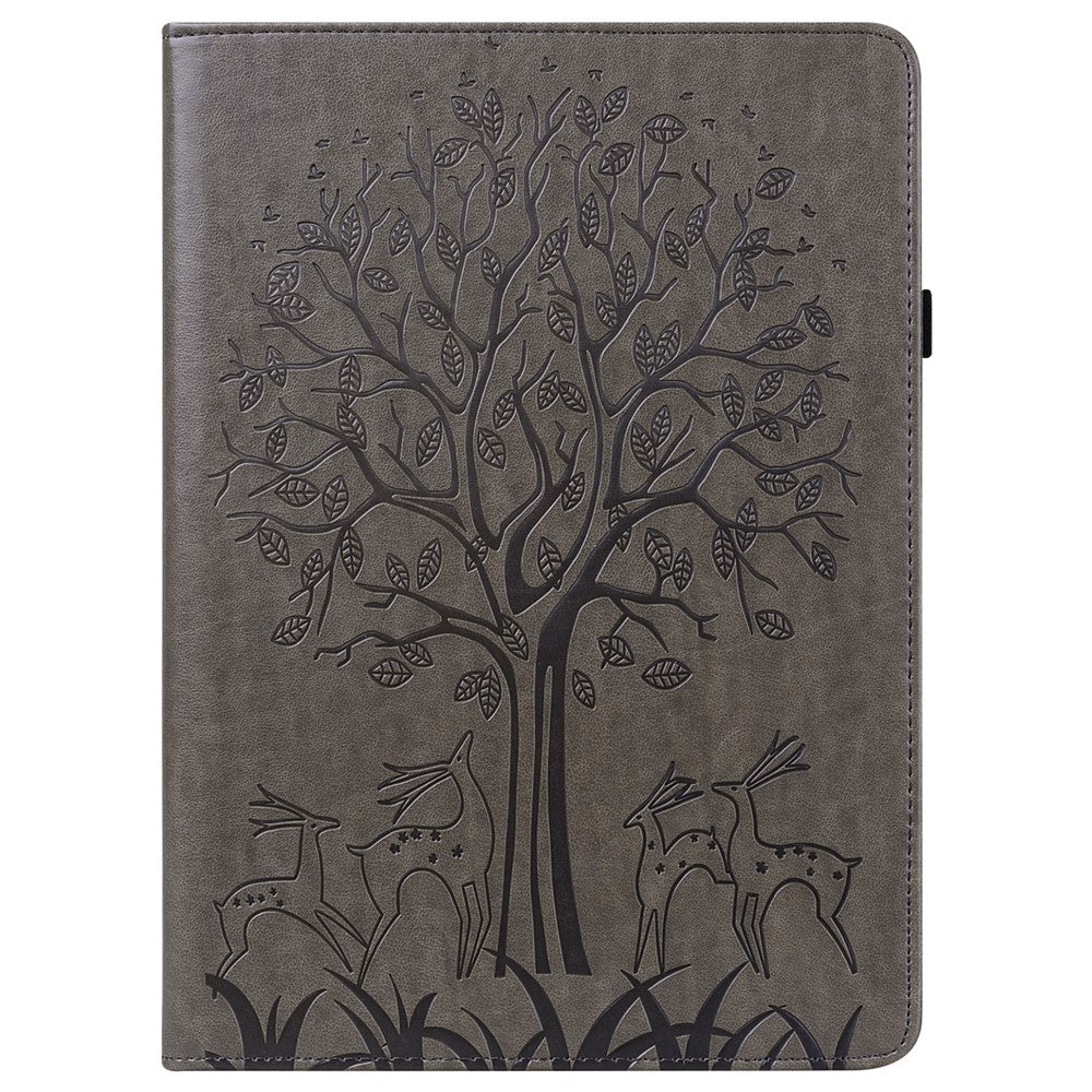 For Samsung Galaxy Tab S10 FE / S9 FE / S9 Tree Deer Imprinted Stand Cover PU Leather Card Holder Tablet Case