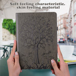 For Samsung Galaxy Tab S10 FE / S9 FE / S9 Tree Deer Imprinted Stand Cover PU Leather Card Holder Tablet Case