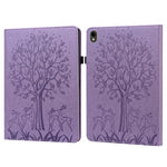 For Samsung Galaxy Tab S10 FE / S9 FE / S9 Tree Deer Imprinted Stand Cover PU Leather Card Holder Tablet Case
