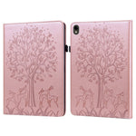 For Samsung Galaxy Tab S10 FE / S9 FE / S9 Tree Deer Imprinted Stand Cover PU Leather Card Holder Tablet Case