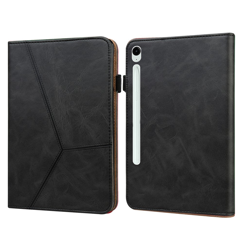 For Samsung Galaxy Tab S10 FE / S9 FE / S9 PU Stand Cover Line Imprinted Protective Tablet Cover with Card Slots