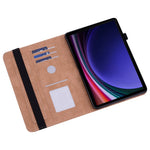 For Samsung Galaxy Tab S10 FE / S9 FE / S9 PU Stand Cover Line Imprinted Protective Tablet Cover with Card Slots