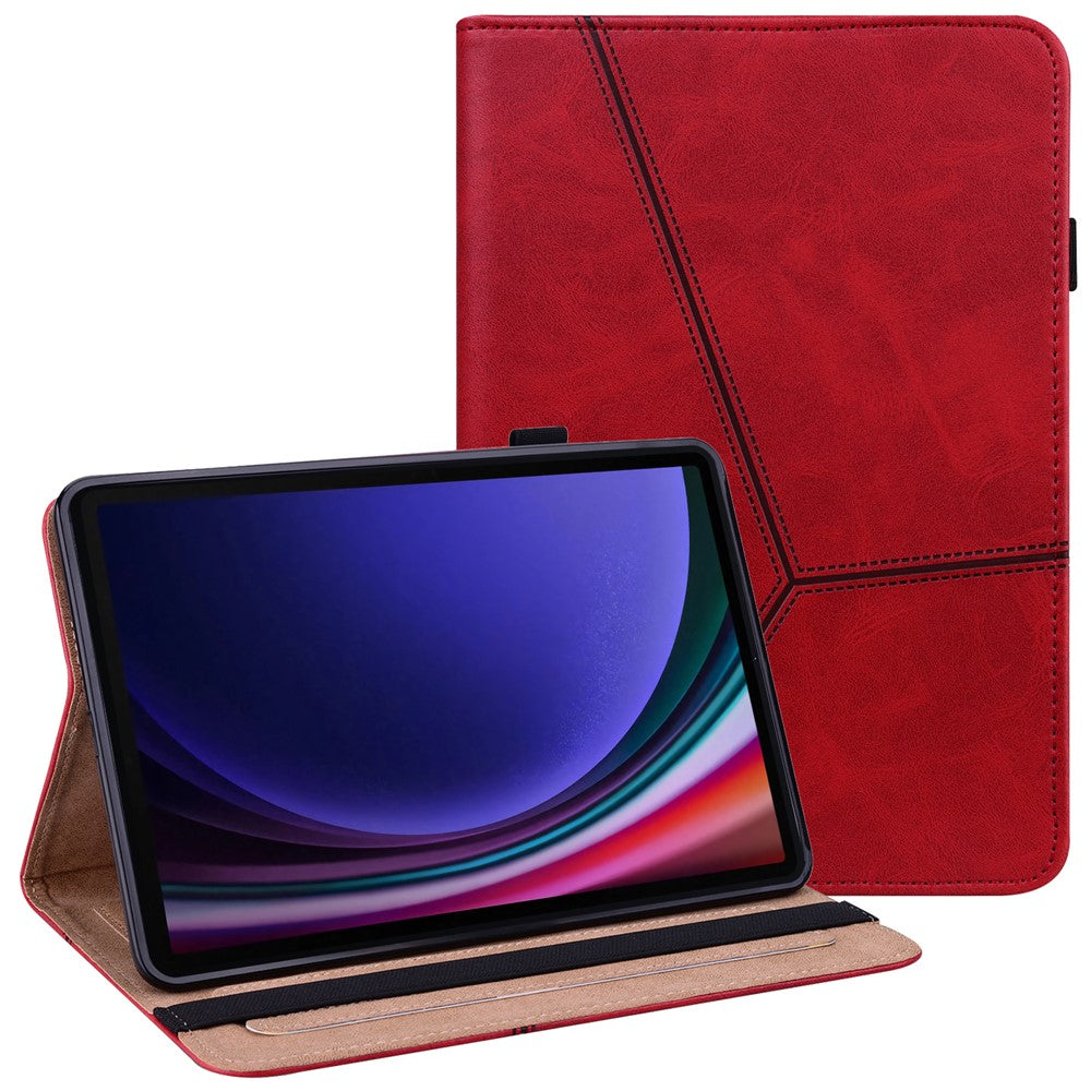 For Samsung Galaxy Tab S10 FE / S9 FE / S9 PU Stand Cover Line Imprinted Protective Tablet Cover with Card Slots