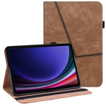 For Samsung Galaxy Tab S10 FE / S9 FE / S9 PU Stand Cover Line Imprinted Protective Tablet Cover with Card Slots