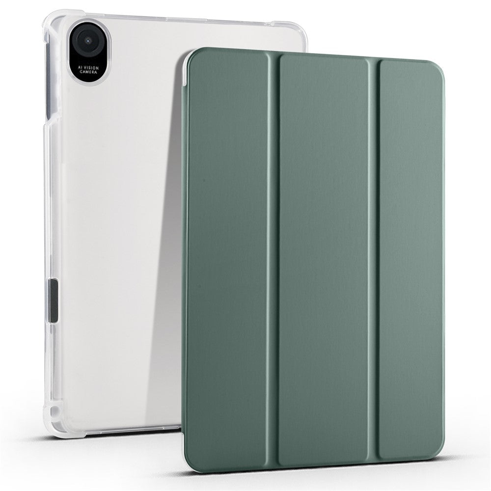 Til Honor Pad 8 Trefoldigt Standert Cover til Tablet med Blyantsholder i PU-læder Gennemsigtigt TPU Bagcover, Automatisk Vække / Dvale