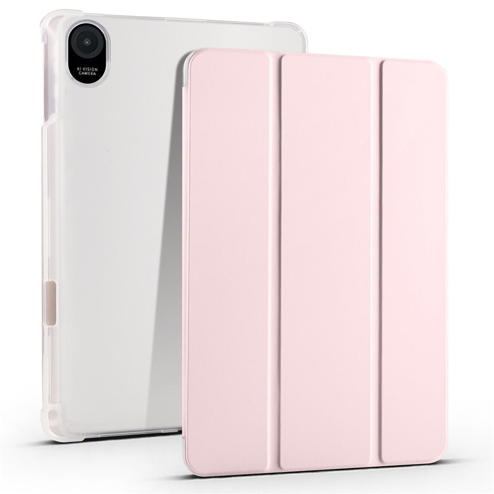 Til Honor Pad 8 Trefoldigt Standert Cover til Tablet med Blyantsholder i PU-læder Gennemsigtigt TPU Bagcover, Automatisk Vække / Dvale
