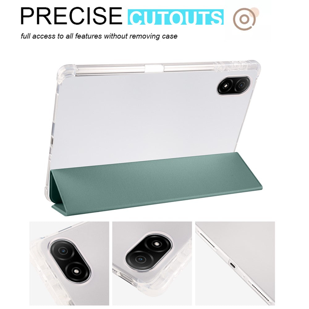Til Honor Pad V8 Pro Trifold Stand Tablet Case PU-læder Gennemsigtigt TPU-bagcover Smart Cover med Blyantsholder