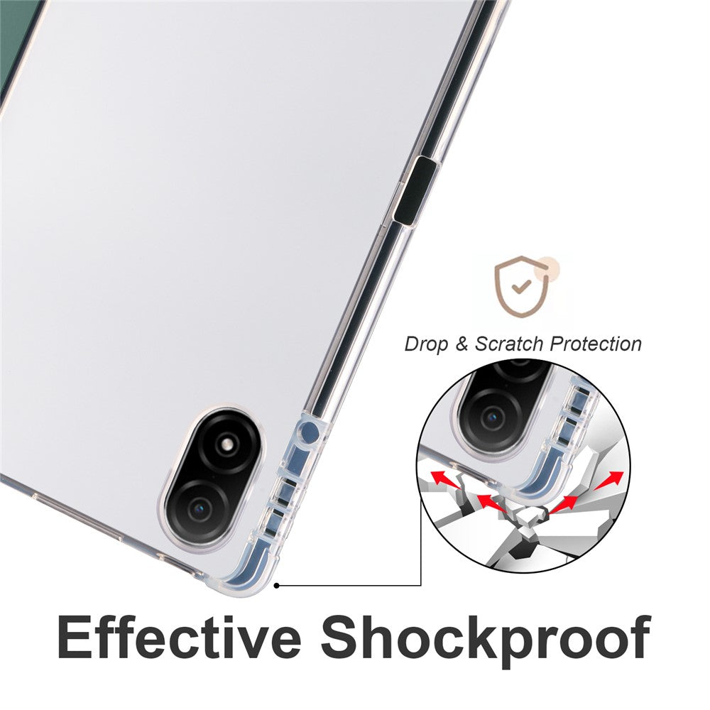 Til Honor Pad V8 Pro Trifold Stand Tablet Case PU-læder Gennemsigtigt TPU-bagcover Smart Cover med Blyantsholder