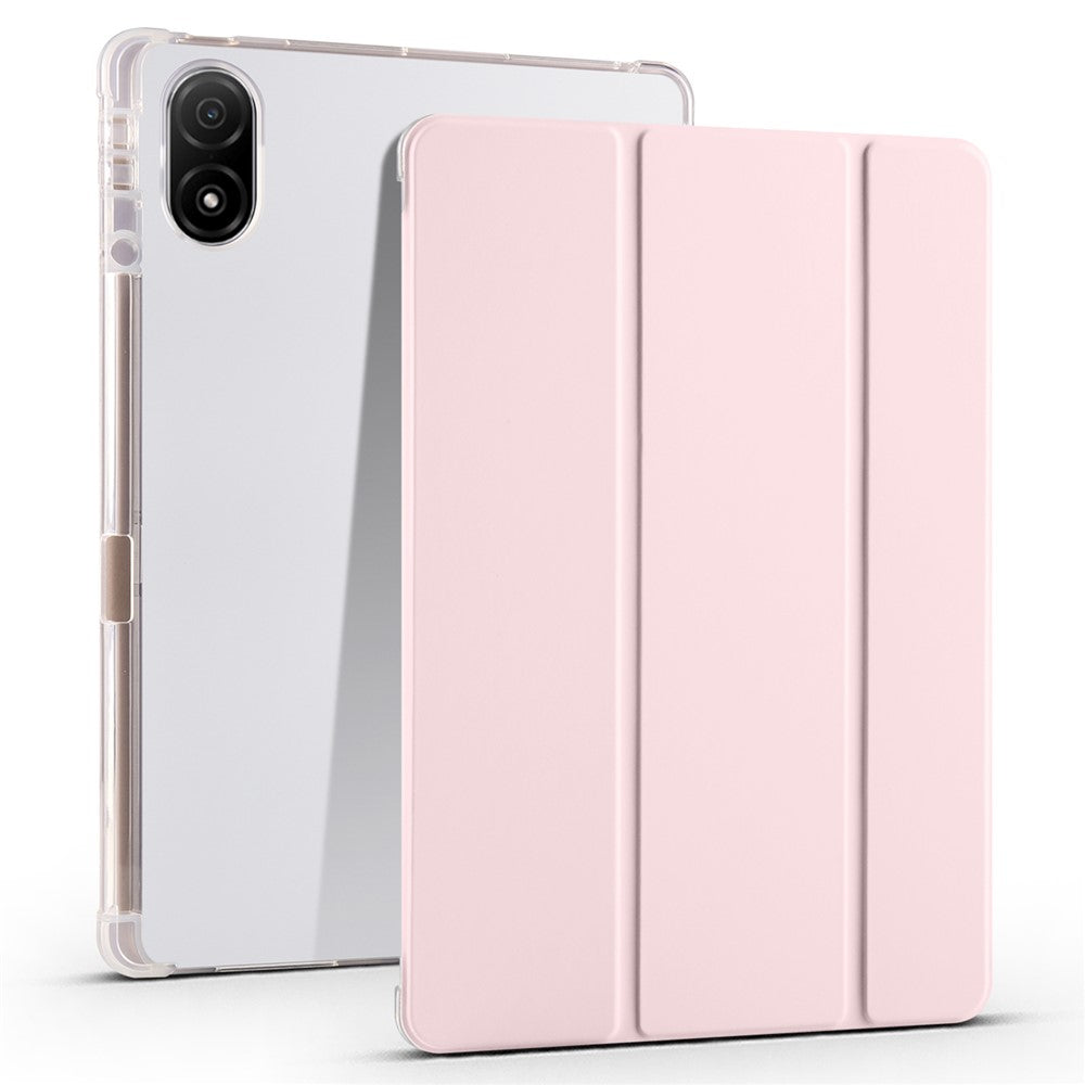 Til Honor Pad V8 Pro Trifold Stand Tablet Case PU-læder Gennemsigtigt TPU-bagcover Smart Cover med Blyantsholder