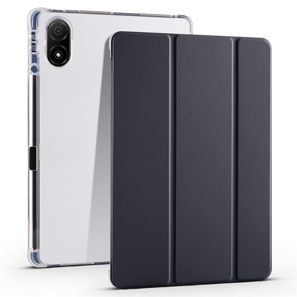 Til Honor Pad V8 Pro Trifold Stand Tablet Case PU-læder Gennemsigtigt TPU-bagcover Smart Cover med Blyantsholder