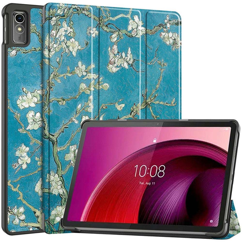 For Lenovo Tab M10 5G PU Leather Trifold Stand Cover Pattern Printing Auto Wake / Sleep Tablet Case