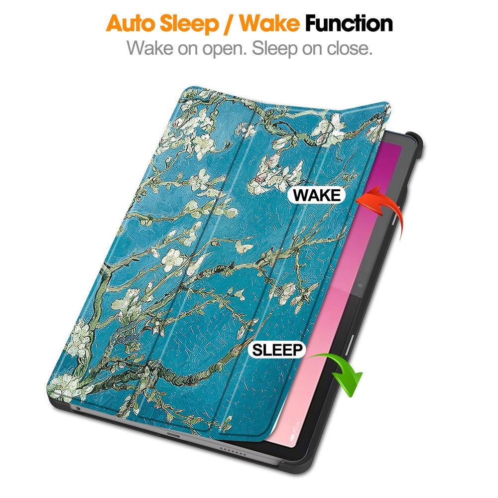 For Lenovo Tab M10 5G PU Leather Trifold Stand Cover Pattern Printing Auto Wake / Sleep Tablet Case