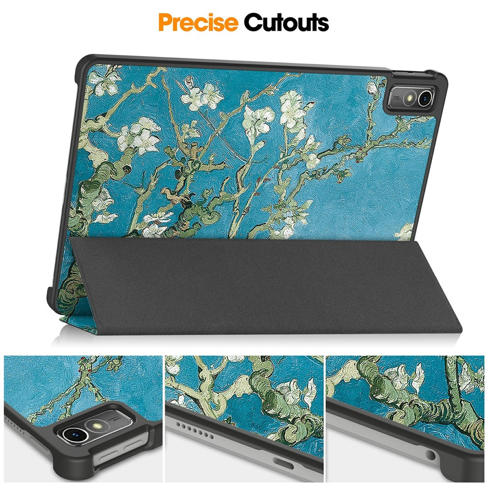 For Lenovo Tab M10 5G PU Leather Trifold Stand Cover Pattern Printing Auto Wake / Sleep Tablet Case