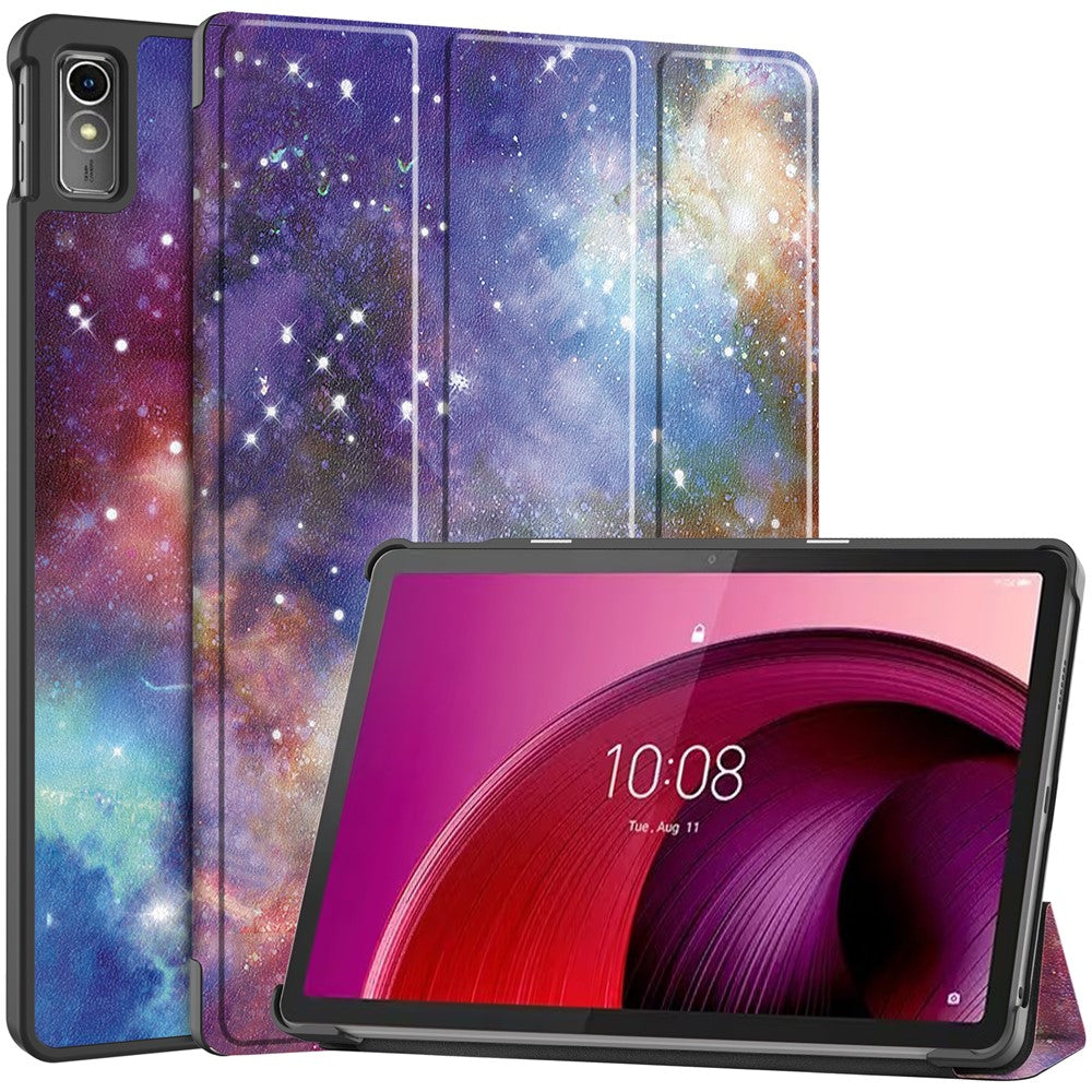 For Lenovo Tab M10 5G PU Leather Trifold Stand Cover Pattern Printing Auto Wake / Sleep Tablet Case