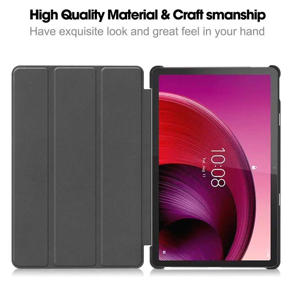For Lenovo Tab M10 5G Tri-fold Stand Smart Cover PU Leather Auto Wake / Sleep Tablet Case