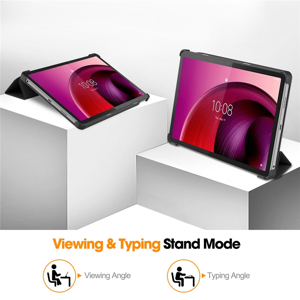 For Lenovo Tab M10 5G Tri-fold Stand Smart Cover PU Leather Auto Wake / Sleep Tablet Case