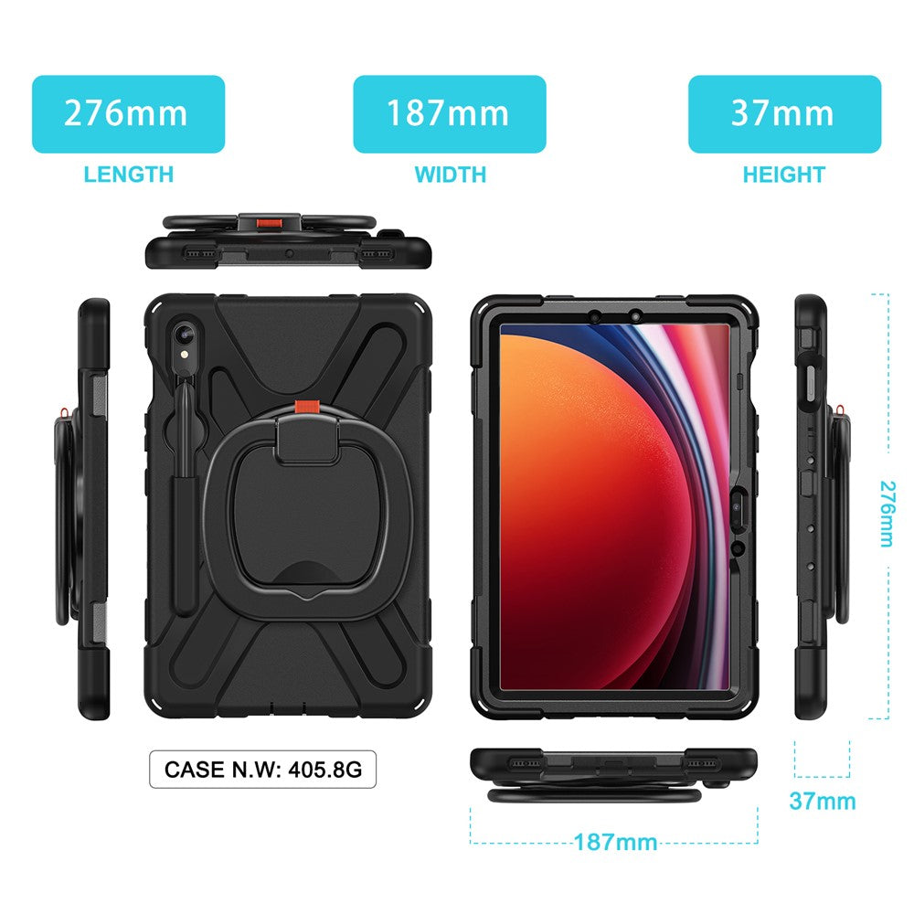 For Samsung Galaxy Tab S10 Lite / S10 FE / S9 FE / S9 / S8 / S7 PC+Silicone Case Rotating Kickstand Tablet Cover