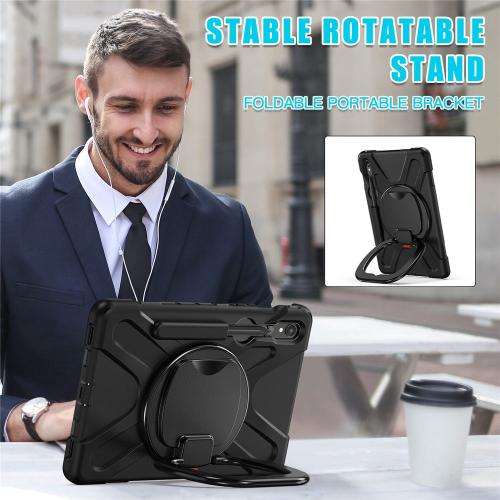 For Samsung Galaxy Tab S10 Lite / S10 FE / S9 FE / S9 / S8 / S7 PC+Silicone Case Rotating Kickstand Tablet Cover