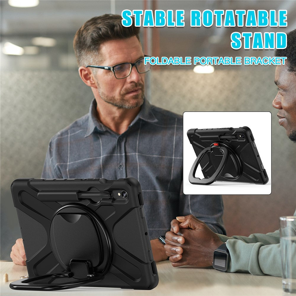 For Samsung Galaxy Tab S10 Lite / S10 FE / S9 FE / S9 / S8 / S7 PC+Silicone Case Rotating Kickstand Tablet Cover