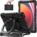 For Samsung Galaxy Tab S10 Lite / S10 FE / S9 FE / S9 / S8 / S7 PC+Silicone Case Rotating Kickstand Tablet Cover with Shoulder Strap
