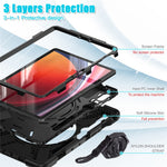 For Samsung Galaxy Tab S10 Lite / S10 FE / S9 FE / S9 / S8 / S7 PC+Silicone Case Rotating Kickstand Tablet Cover with Shoulder Strap
