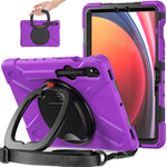For Samsung Galaxy Tab S10 Lite / S10 FE / S9 FE / S9 / S8 / S7 PC+Silicone Case Rotating Kickstand Tablet Cover with Shoulder Strap