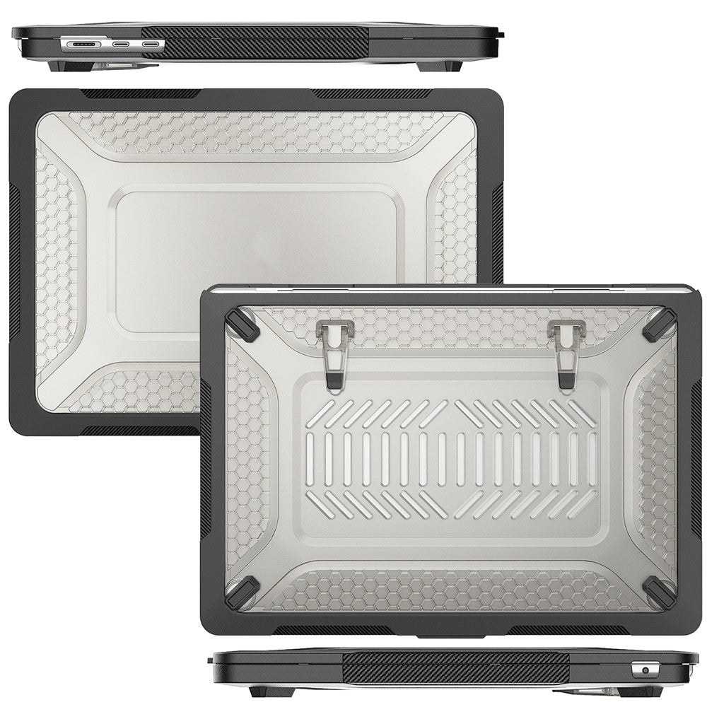 For MacBook Air 15-inch (2026) A3448 / (2025) A3241 / (2024) A311 / (2023) A2941 Anti-Slip Laptop Case Honeycomb Heat Dissipation Kickstand PC+TPU Cover