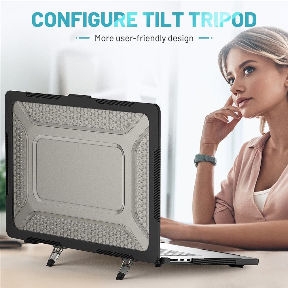 For MacBook Air 15-inch (2026) A3448 / (2025) A3241 / (2024) A311 / (2023) A2941 Anti-Slip Laptop Case Honeycomb Heat Dissipation Kickstand PC+TPU Cover
