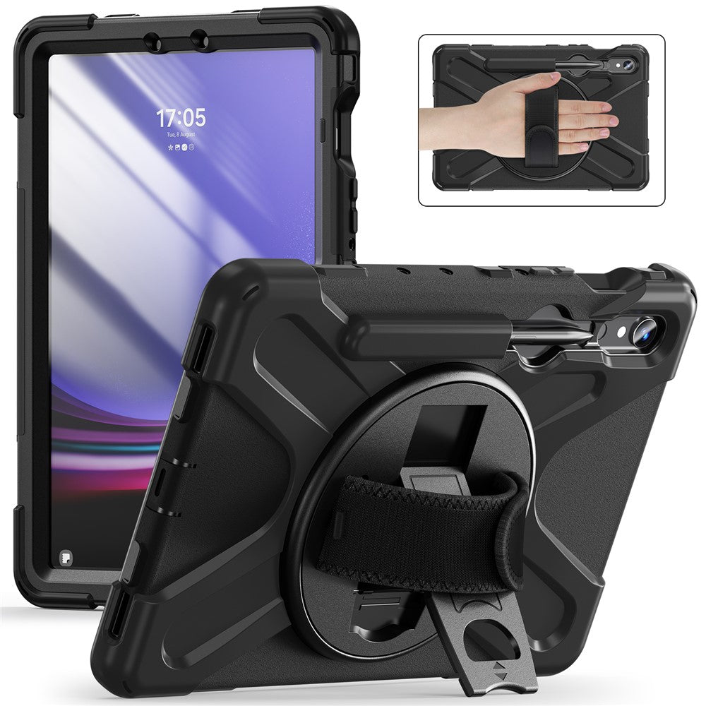 Til Samsung Galaxy Tab S10 Lite / S10 FE / S9 FE / S9 X710 / S8 X700 / S7 T870 Håndledsrem Tablet Etui PC+Silikone Støttefod Cover