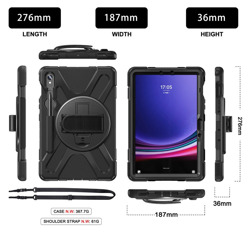 Til Samsung Galaxy Tab S10 Lite / S10 FE / S9 FE / S9 X710 / S8 X700 / S7 T870 Håndledsrem Tablet Etui PC+Silikone Støttefod Cover
