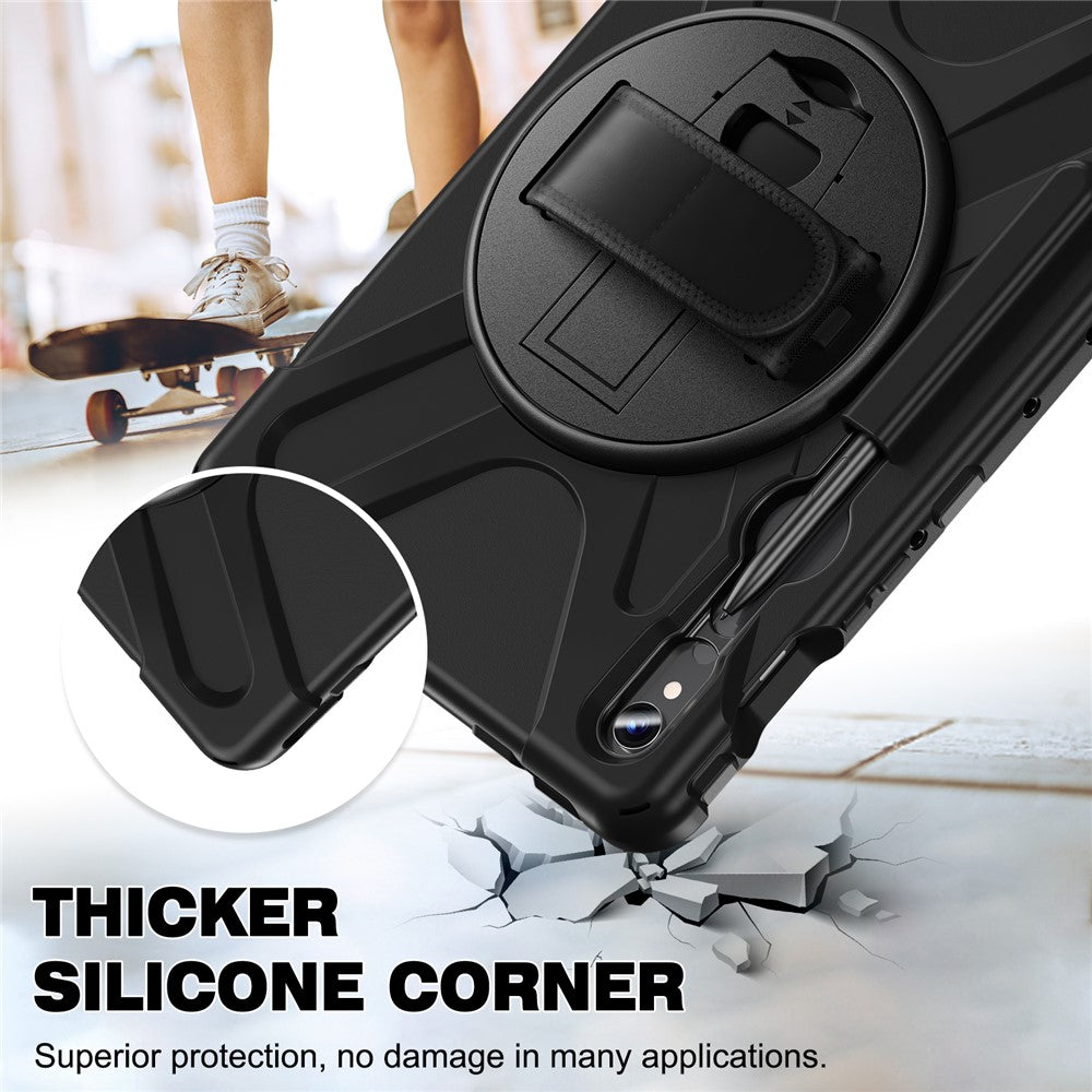 Til Samsung Galaxy Tab S10 Lite / S10 FE / S9 FE / S9 X710 / S8 X700 / S7 T870 Håndledsrem Tablet Etui PC+Silikone Støttefod Cover