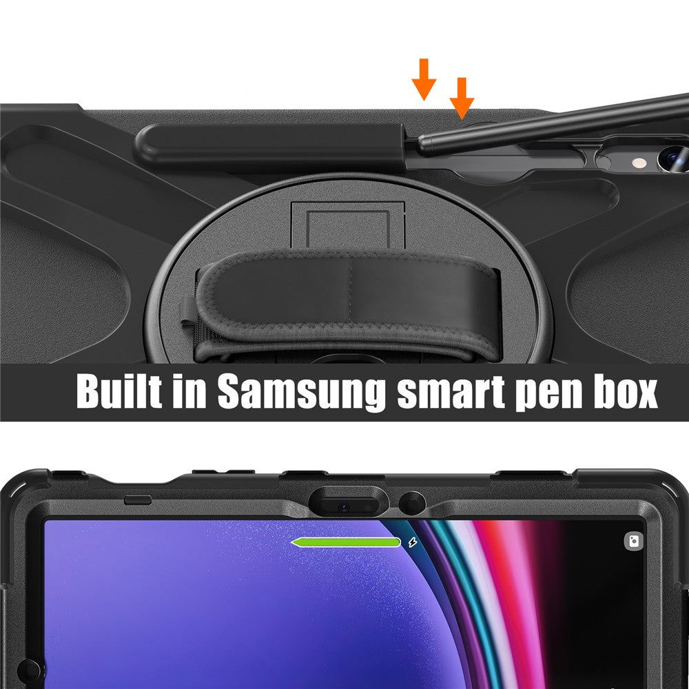 Til Samsung Galaxy Tab S10 Lite / S10 FE / S9 FE / S9 X710 / S8 X700 / S7 T870 Håndledsrem Tablet Etui PC+Silikone Støttefod Cover
