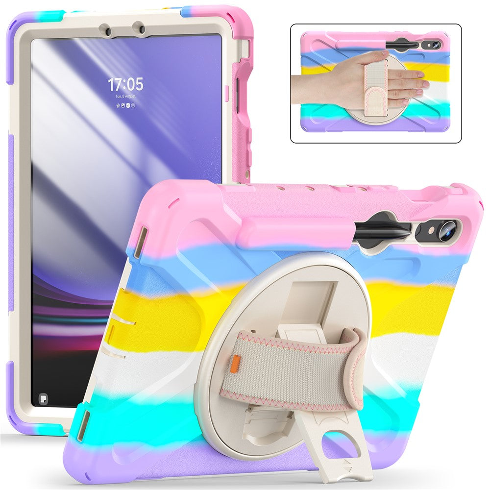 Til Samsung Galaxy Tab S10 Lite / S10 FE / S9 FE / S9 X710 / S8 X700 / S7 T870 Håndledsrem Tablet Etui PC+Silikone Støttefod Cover