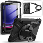 Til Samsung Galaxy Tab S10 Lite / S10 FE / S9 FE / S9 X710 / S8 X700 / S7 T870 PC+Silikone Tablet Cover Stander med Stropper