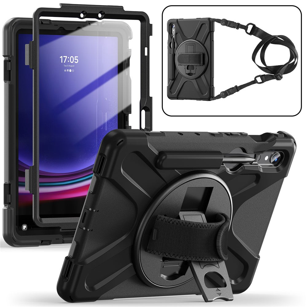Til Samsung Galaxy Tab S10 Lite / S10 FE / S9 FE / S9 X710 / S8 X700 / S7 T870 PC+Silikone Tablet Cover Stander med Stropper
