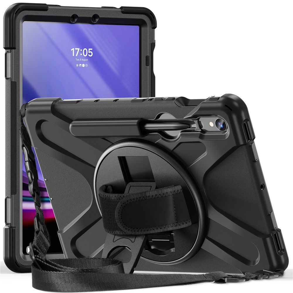 Til Samsung Galaxy Tab S10 Lite / S10 FE / S9 FE / S9 X710 / S8 X700 / S7 T870 PC+Silikone Tablet Cover Stander med Stropper