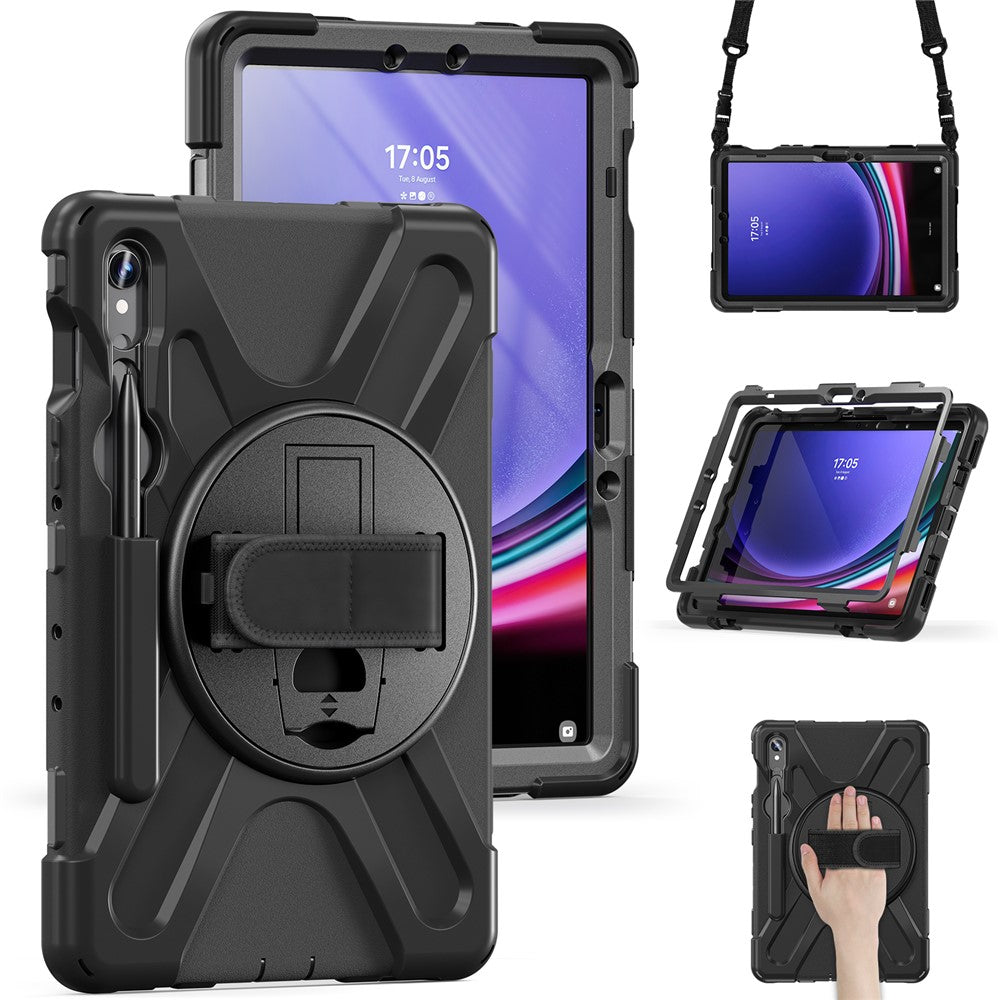 Til Samsung Galaxy Tab S10 Lite / S10 FE / S9 FE / S9 X710 / S8 X700 / S7 T870 PC+Silikone Tablet Cover Stander med Stropper