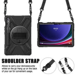 Til Samsung Galaxy Tab S10 Lite / S10 FE / S9 FE / S9 X710 / S8 X700 / S7 T870 PC+Silikone Tablet Cover Stander med Stropper