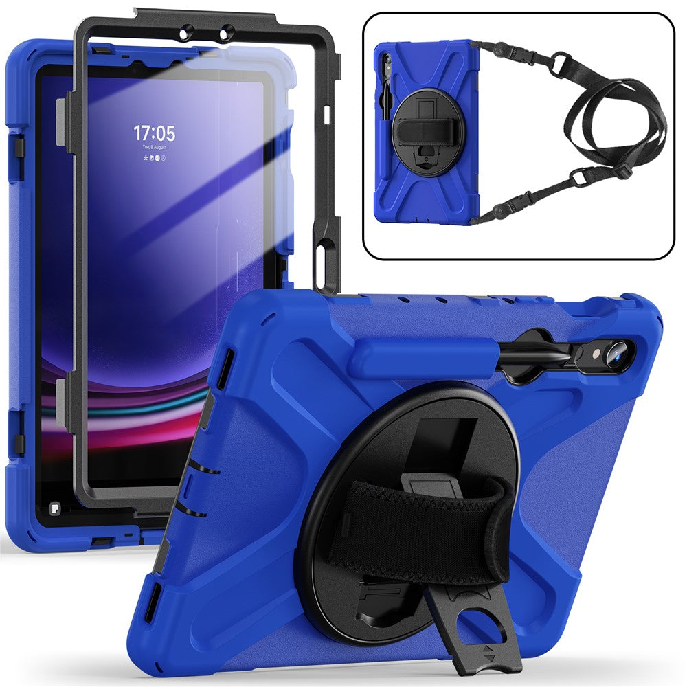 Til Samsung Galaxy Tab S10 Lite / S10 FE / S9 FE / S9 X710 / S8 X700 / S7 T870 PC+Silikone Tablet Cover Stander med Stropper